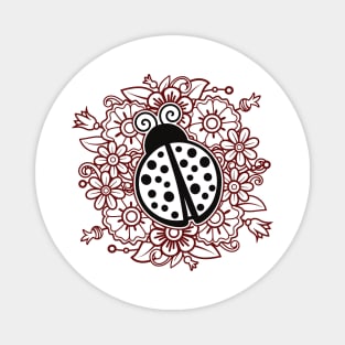 The Ladybug with Flowers Mandala Magnet